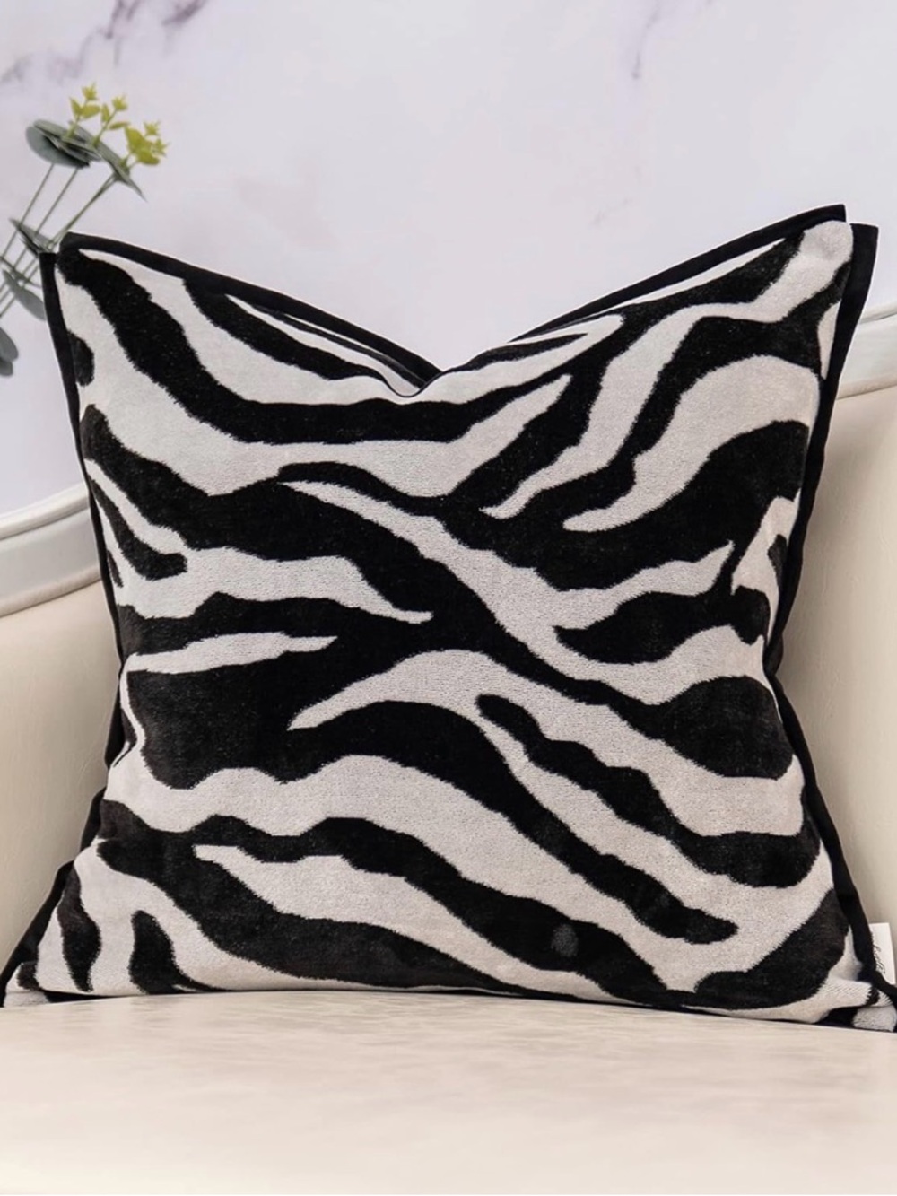 Bold Zebra Print Square Throw Pillow - Black & White
